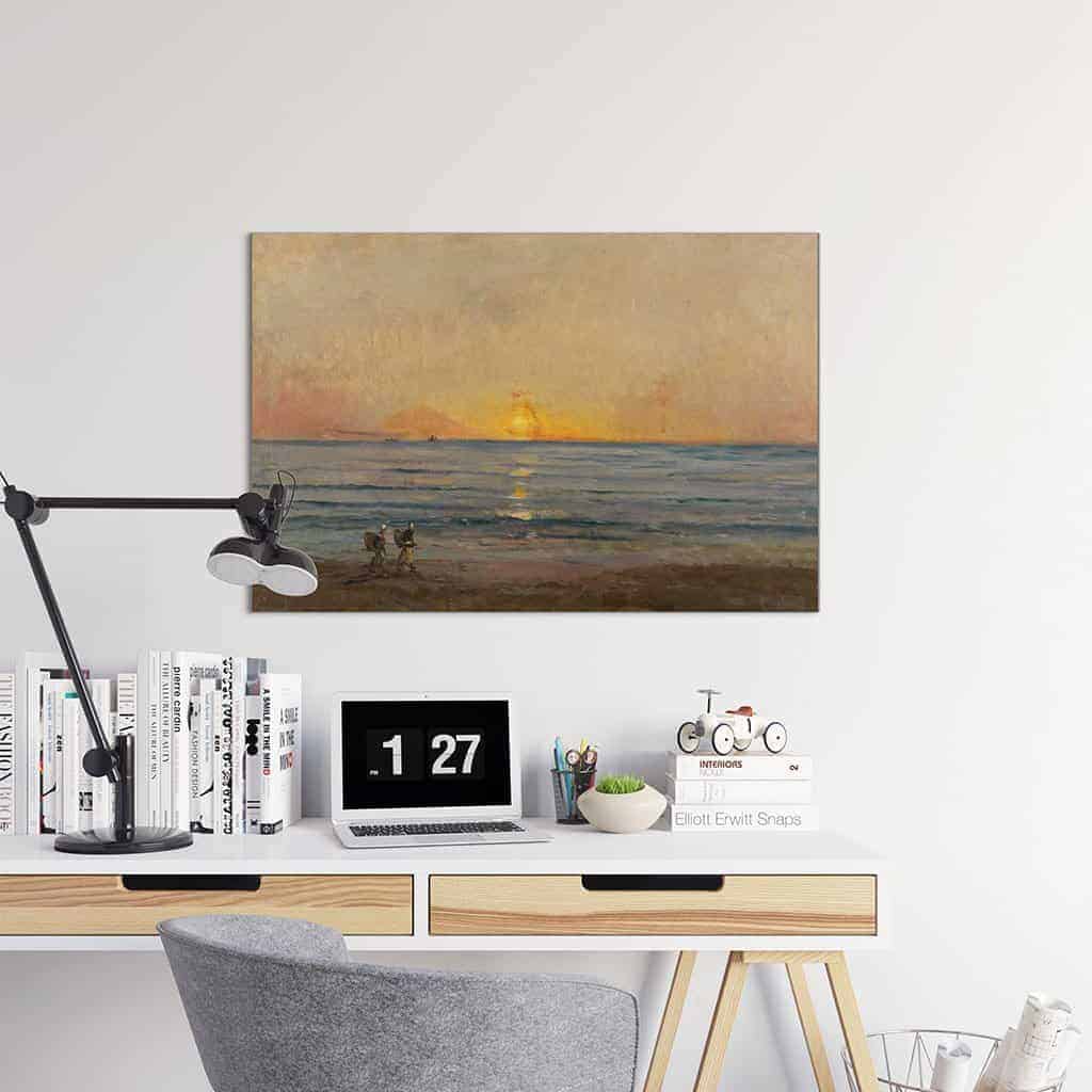 Ondergaande zon bij Villerville - Charles François Daubigny
