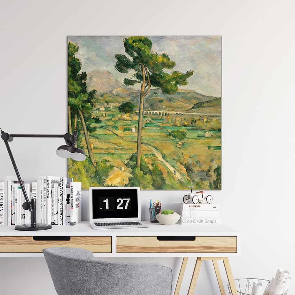Mont Sainte Victoire en het viaduct van de vallei van de rivier van de boog (Paul Cezanne)