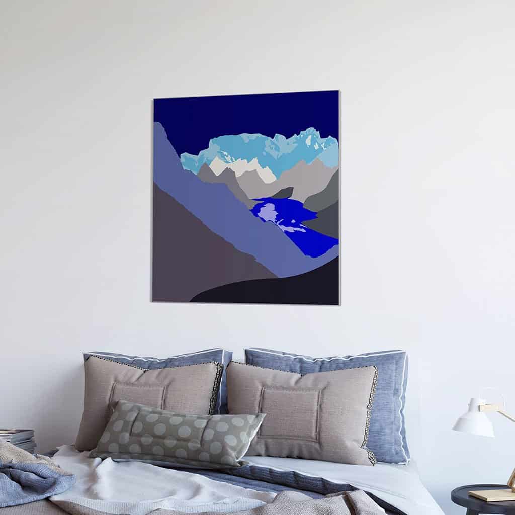 Pop art landschap paars met bergen VI