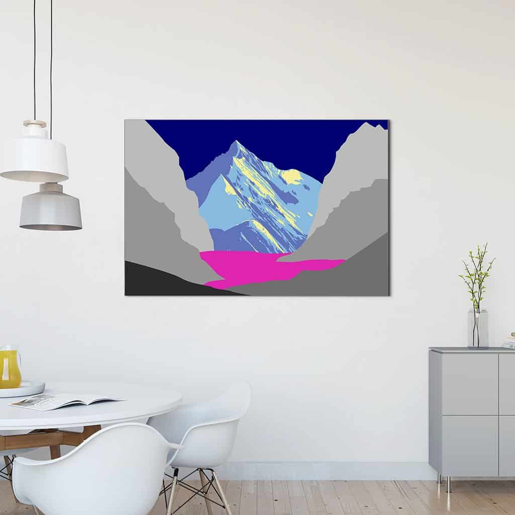 Pop art landschap paars met bergen XI