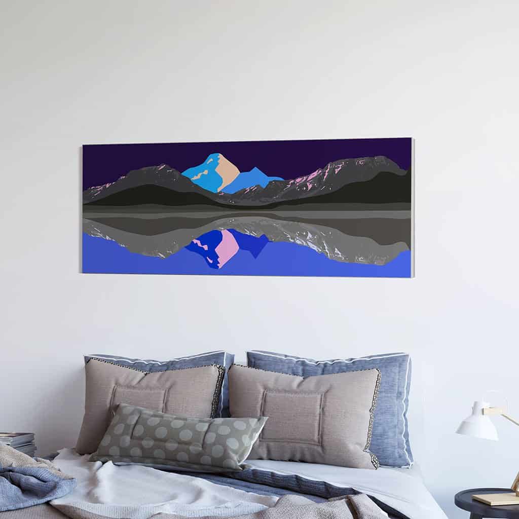 Pop art landschap paars met bergen V