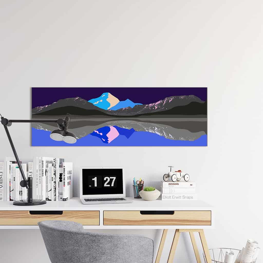 Pop art landschap paars met bergen V