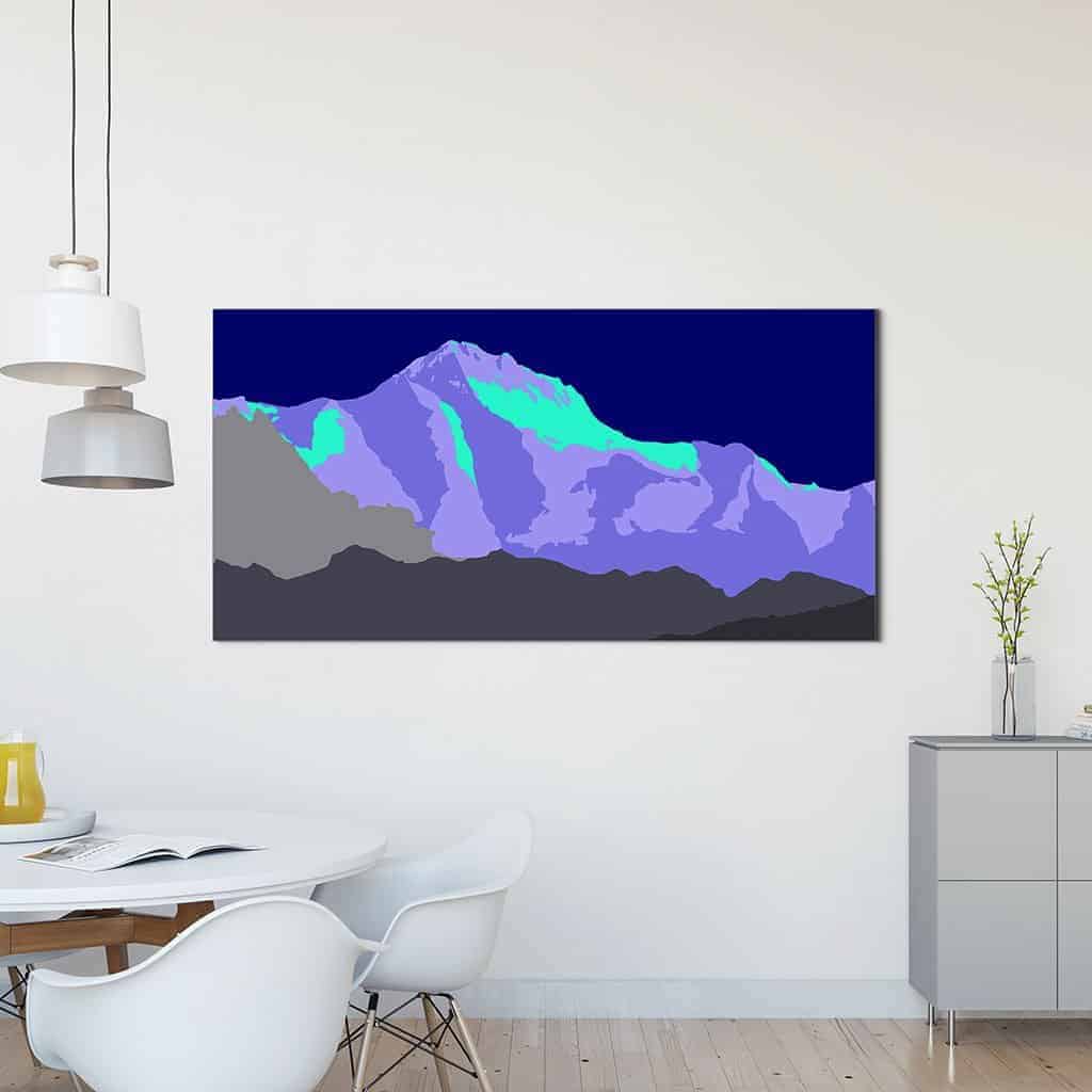 Pop art landschap paars met bergen I