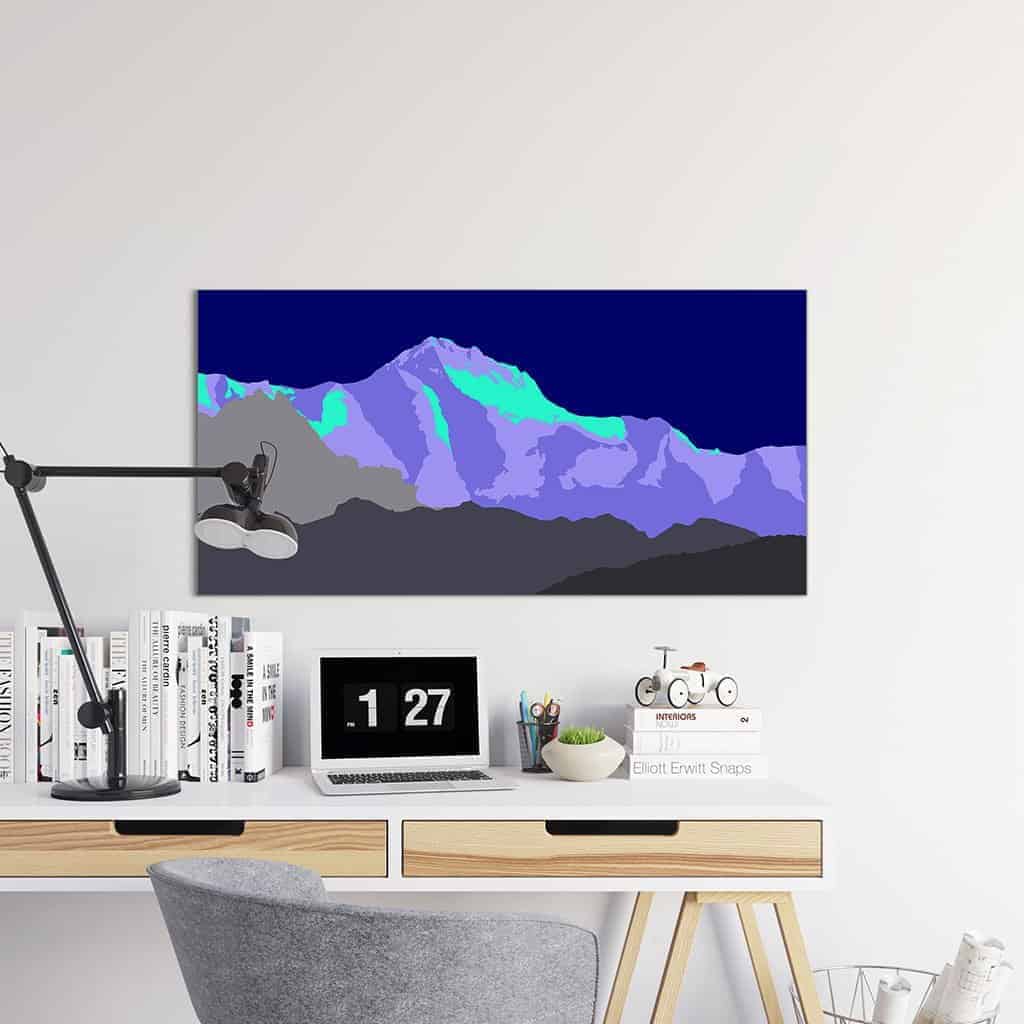 Pop art landschap paars met bergen I