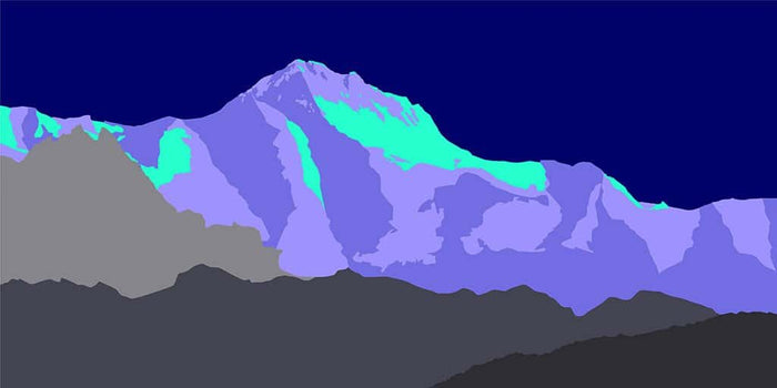 Pop art landschap paars met bergen I