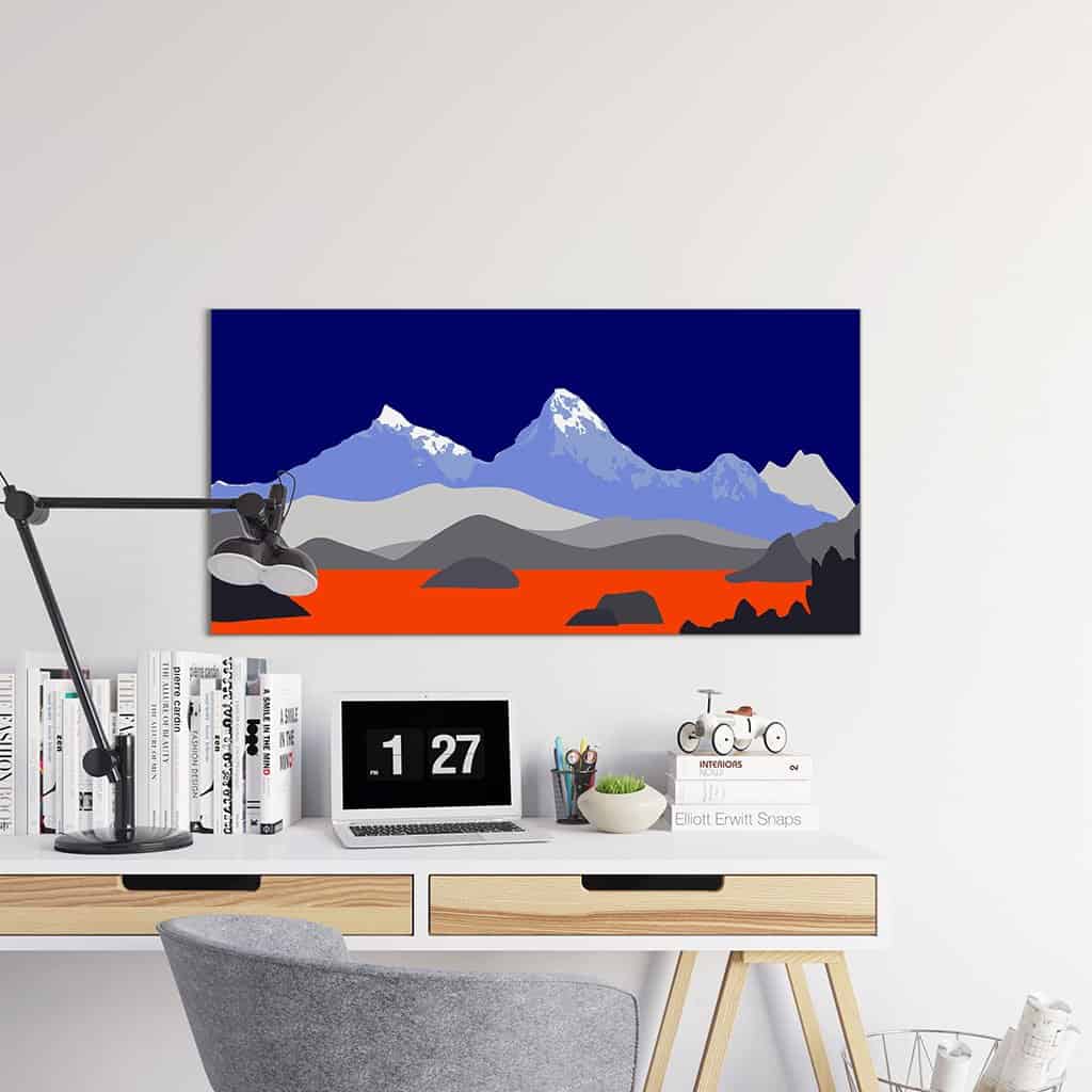 Pop art landschap paars met bergen II