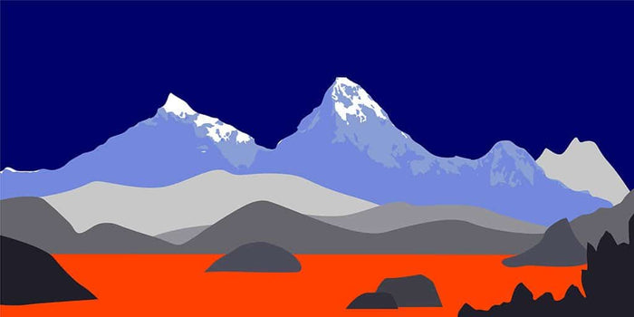 Pop art landschap paars met bergen II