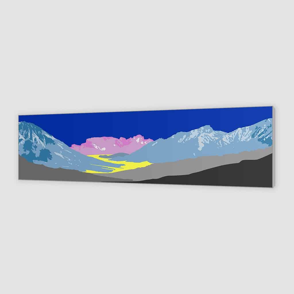 Pop art landschap paars met bergen X