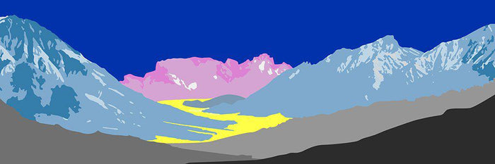 Pop art landschap paars met bergen X