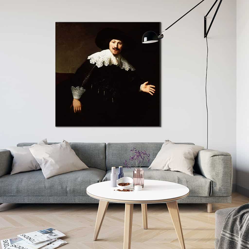 Portret van een man die opstaat vanuit zijn stoel (Rembrandt)