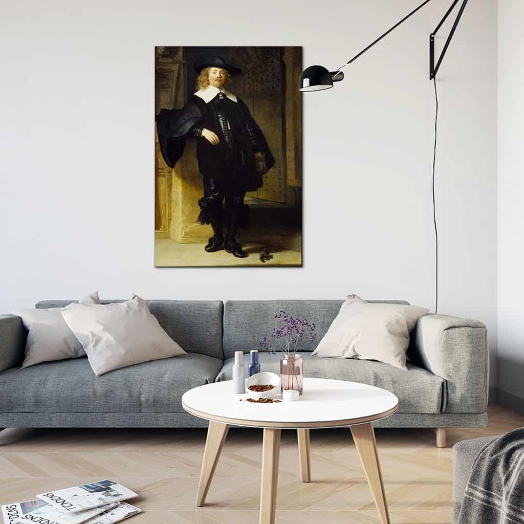 Portret van een staande man, mogelijk Andries de Graeff (Rembrandt)