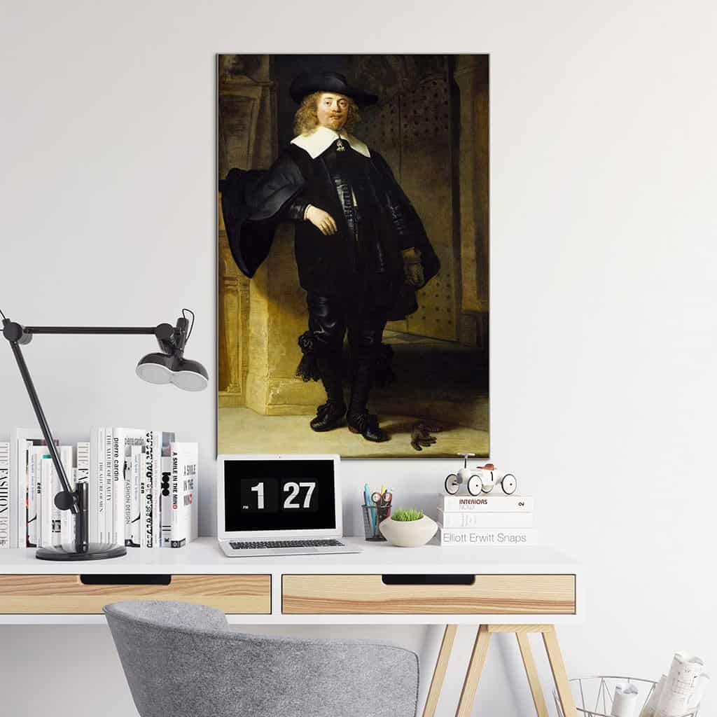 Portret van een staande man, mogelijk Andries de Graeff (Rembrandt)