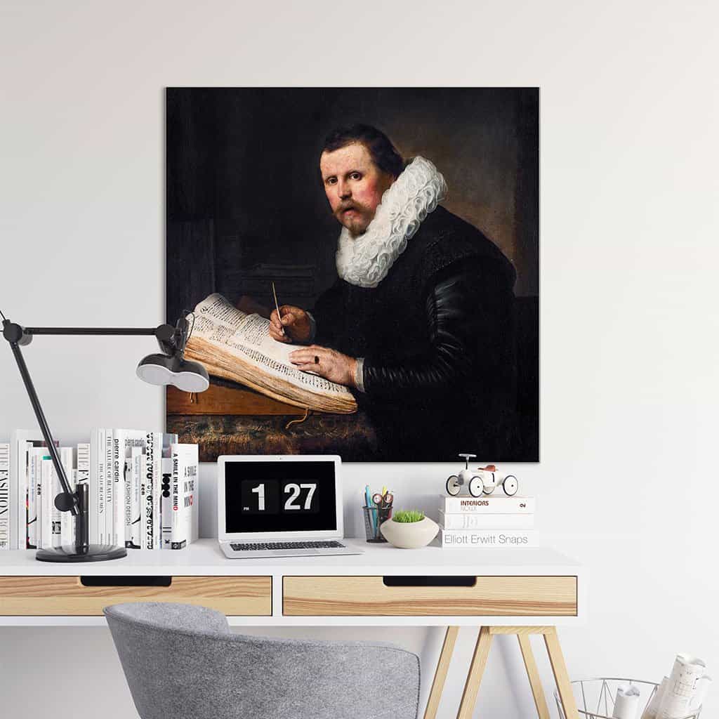 Portret van een man bij een schrijfbureau (Rembrandt)