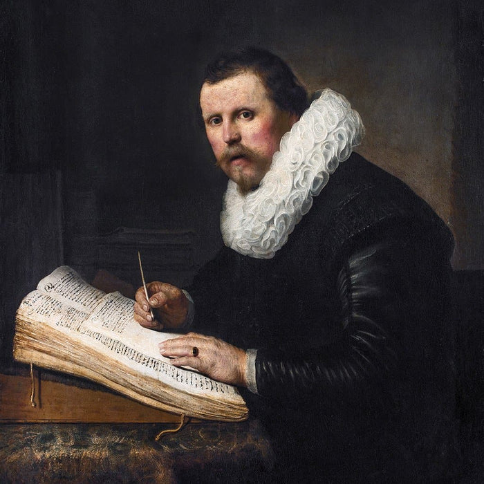 Portret van een man bij een schrijfbureau (Rembrandt)