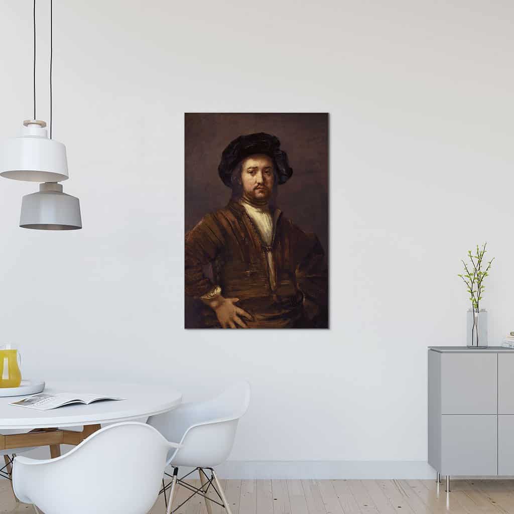 Portret van een man met wapens Akimbo (Rembrandt)