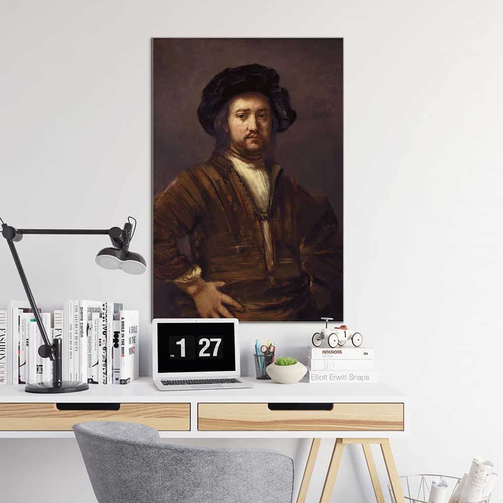 Portret van een man met wapens Akimbo (Rembrandt)