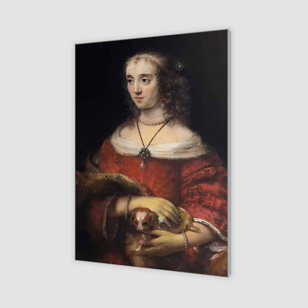 Portret van een vrouw met een schoothondje (Rembrandt)