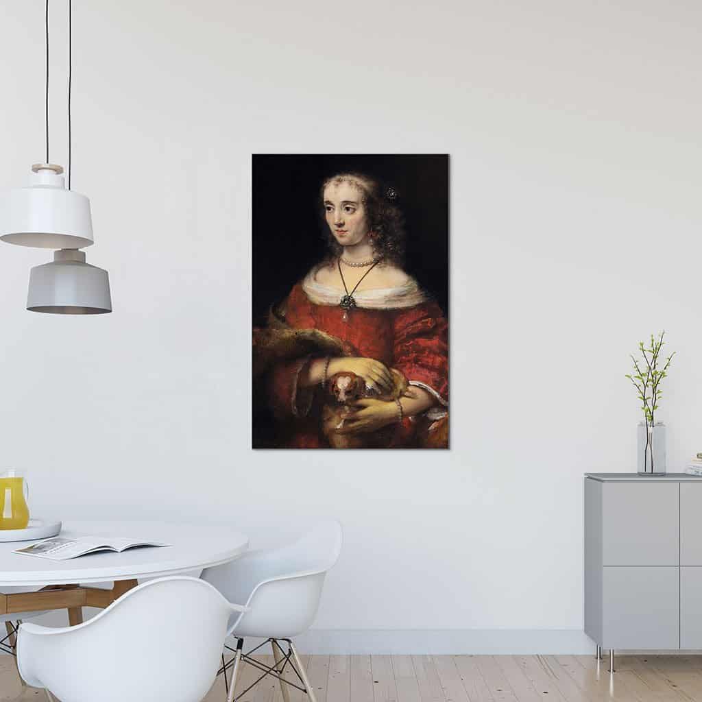 Portret van een vrouw met een schoothondje (Rembrandt)