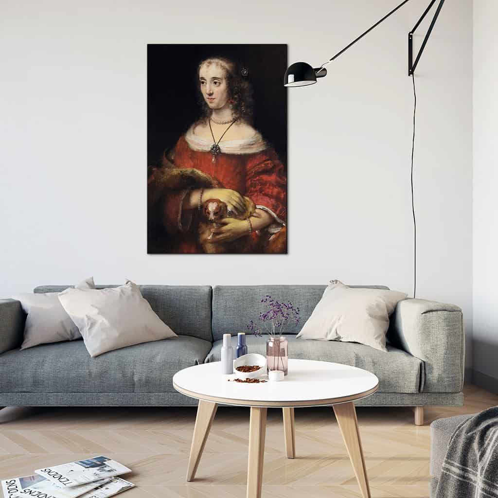 Portret van een vrouw met een schoothondje (Rembrandt)