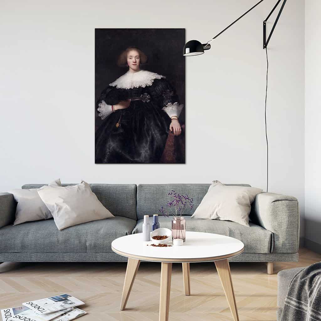 Portret van een jonge vrouw met een ventilator (Rembrandt)