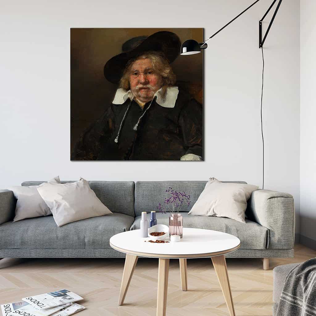 Portret van een bejaarde man zittend, mogelijk Pieter de la Tombe (Rembrandt)