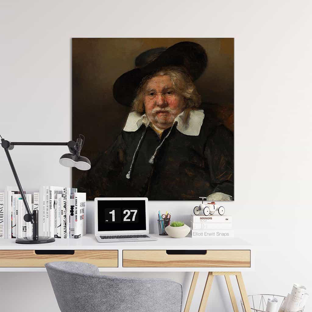 Portret van een bejaarde man zittend, mogelijk Pieter de la Tombe (Rembrandt)