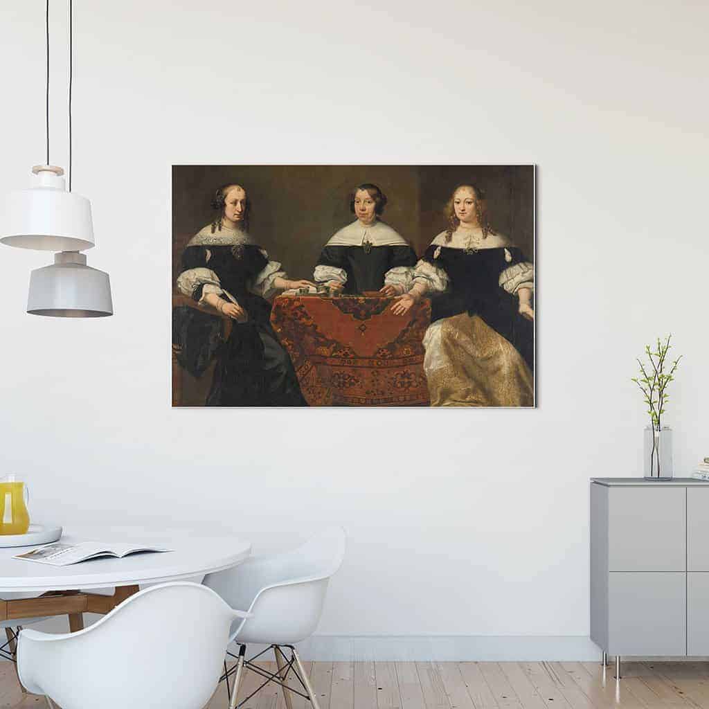 Portretten van drie regentessen van het leprozenhuis in Amsterdam - Ferdinand Bol