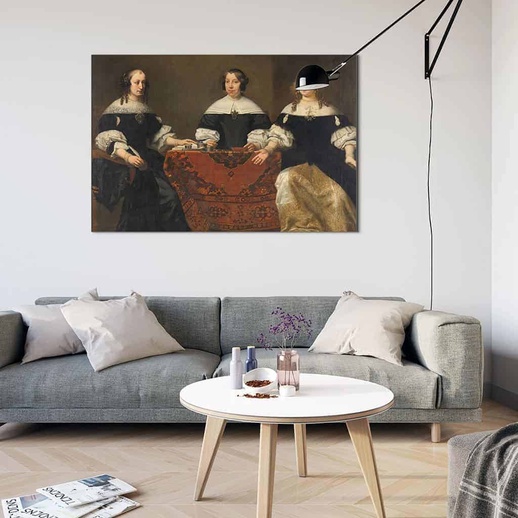 Portretten van drie regentessen van het leprozenhuis in Amsterdam - Ferdinand Bol