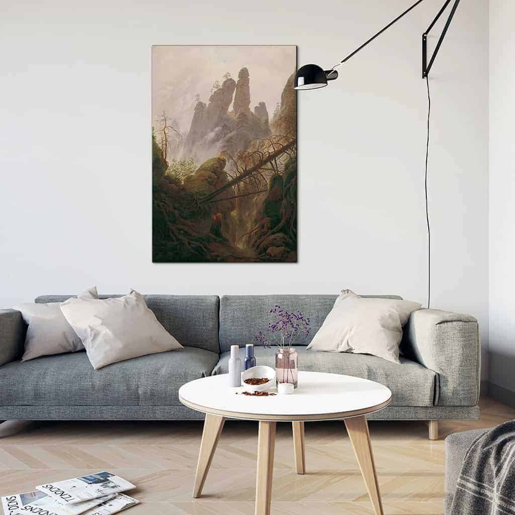 Rotsachtig landschap in de Elbe zandsteen bergen - Caspar David Friedrich