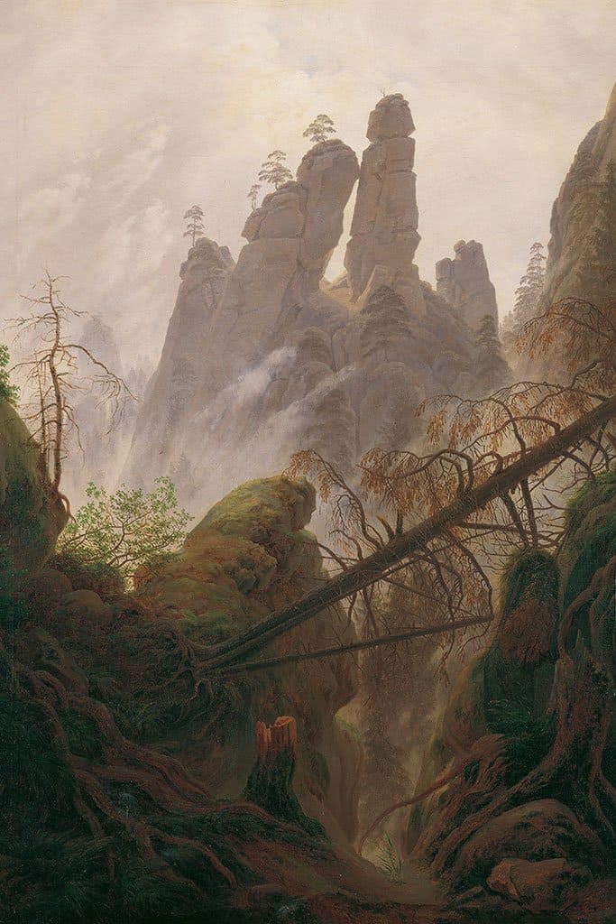 Rotsachtig landschap in de Elbe zandsteen bergen - Caspar David Friedrich