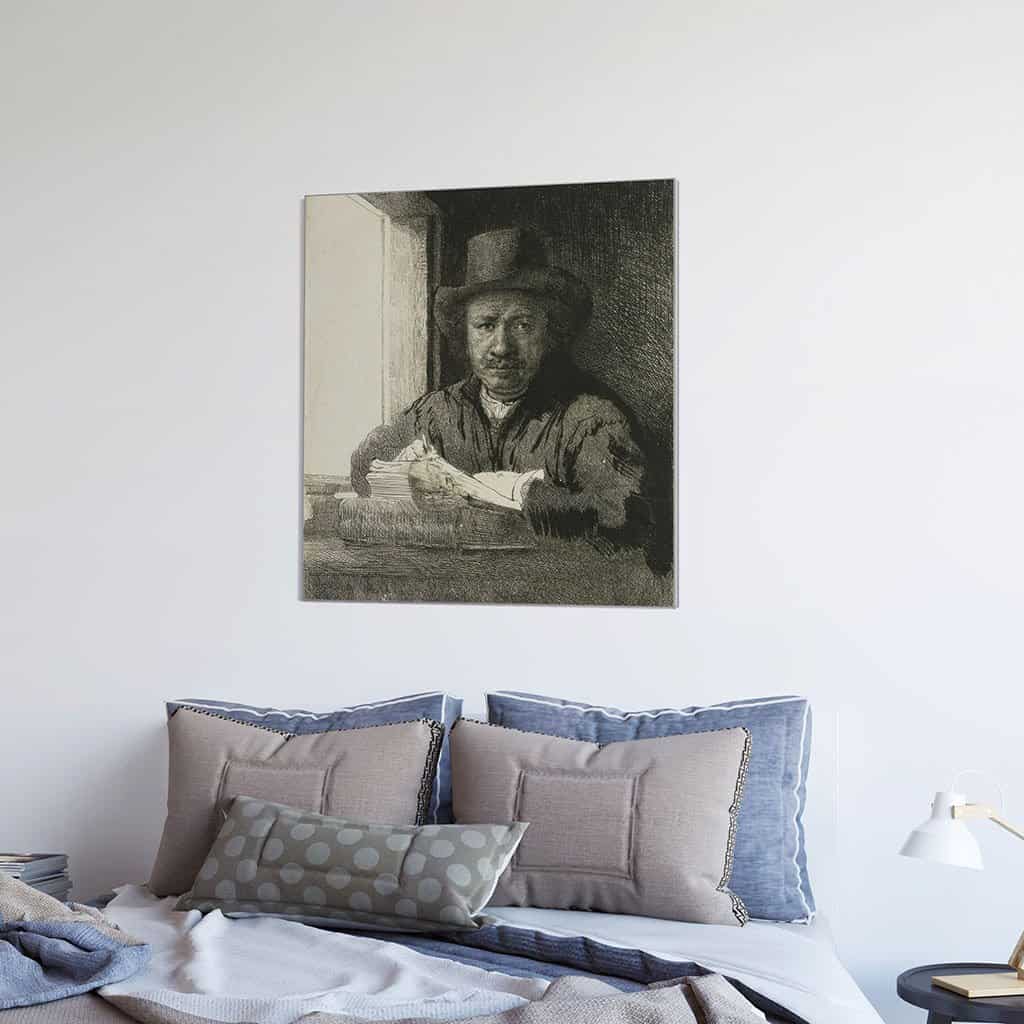 Zelfportret, tekening bij een raam (Rembrandt)