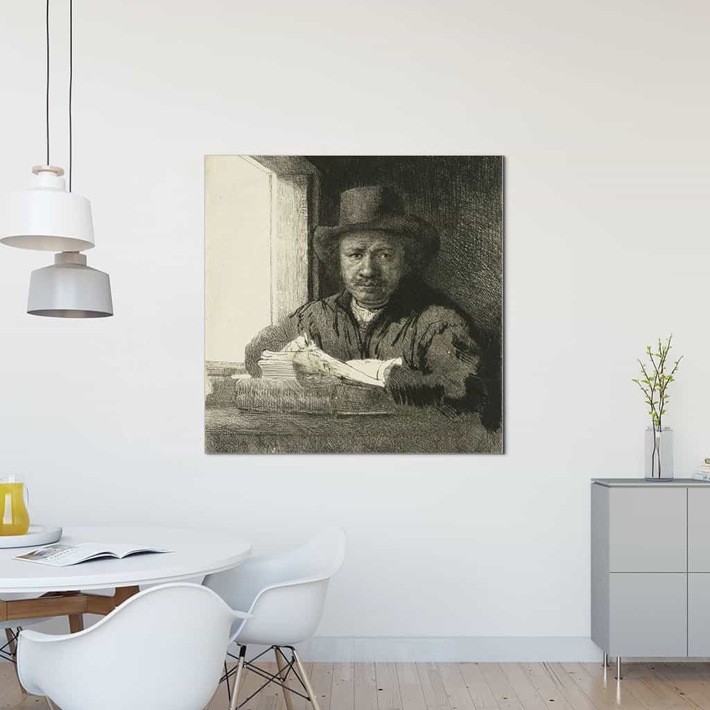 Zelfportret, tekening bij een raam (Rembrandt)
