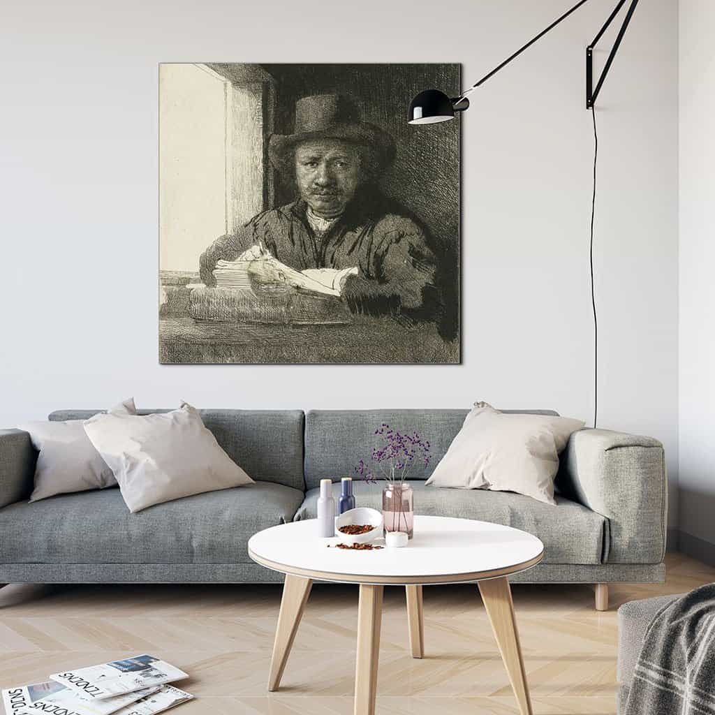Zelfportret, tekening bij een raam (Rembrandt)