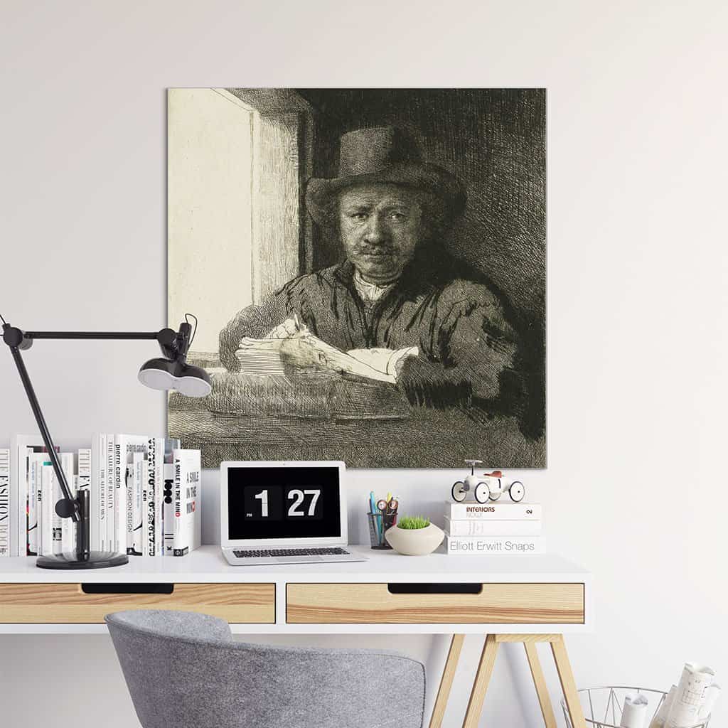 Zelfportret, tekening bij een raam (Rembrandt)