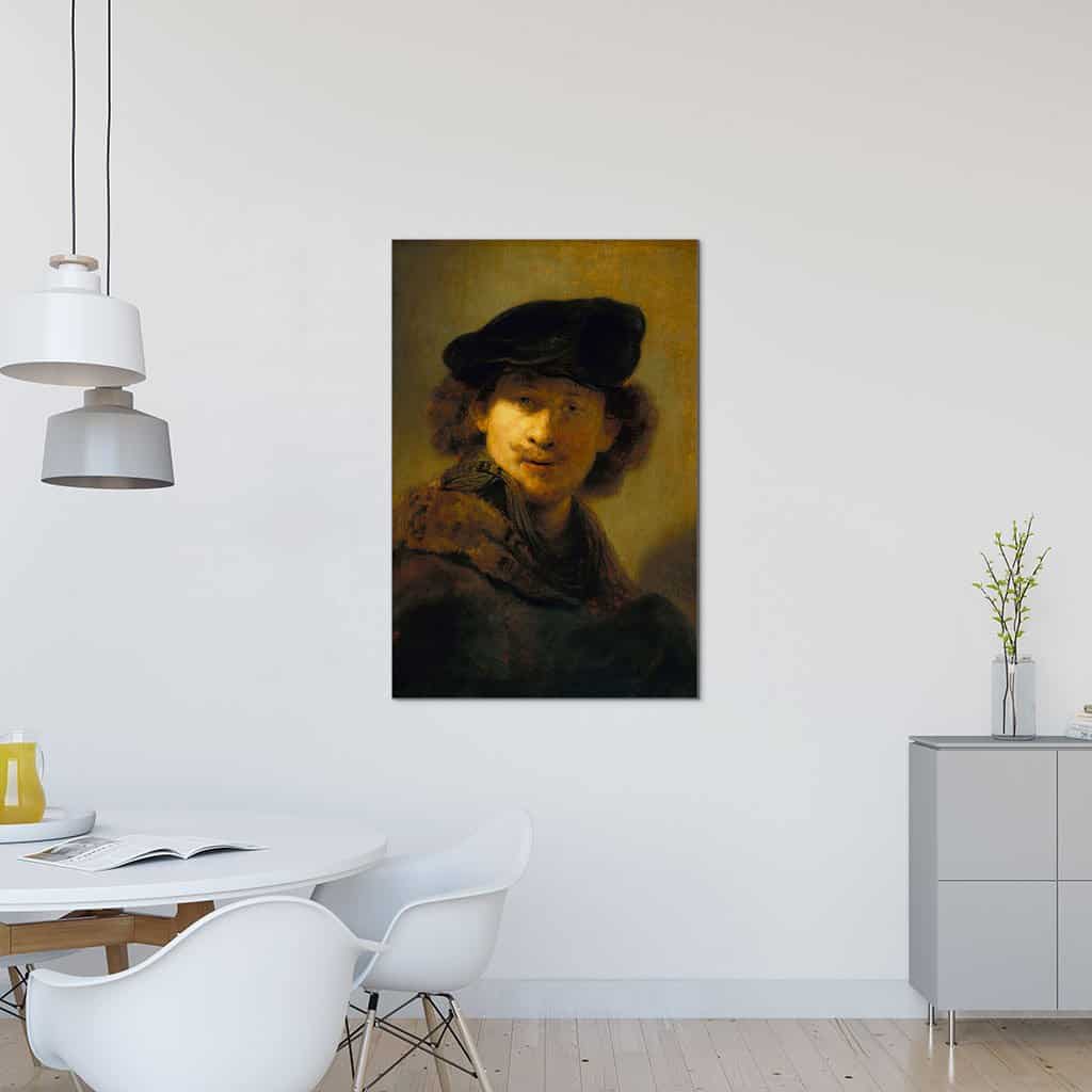 Zelfportret in een pet en bontgetrimde mantel (Rembrandt)