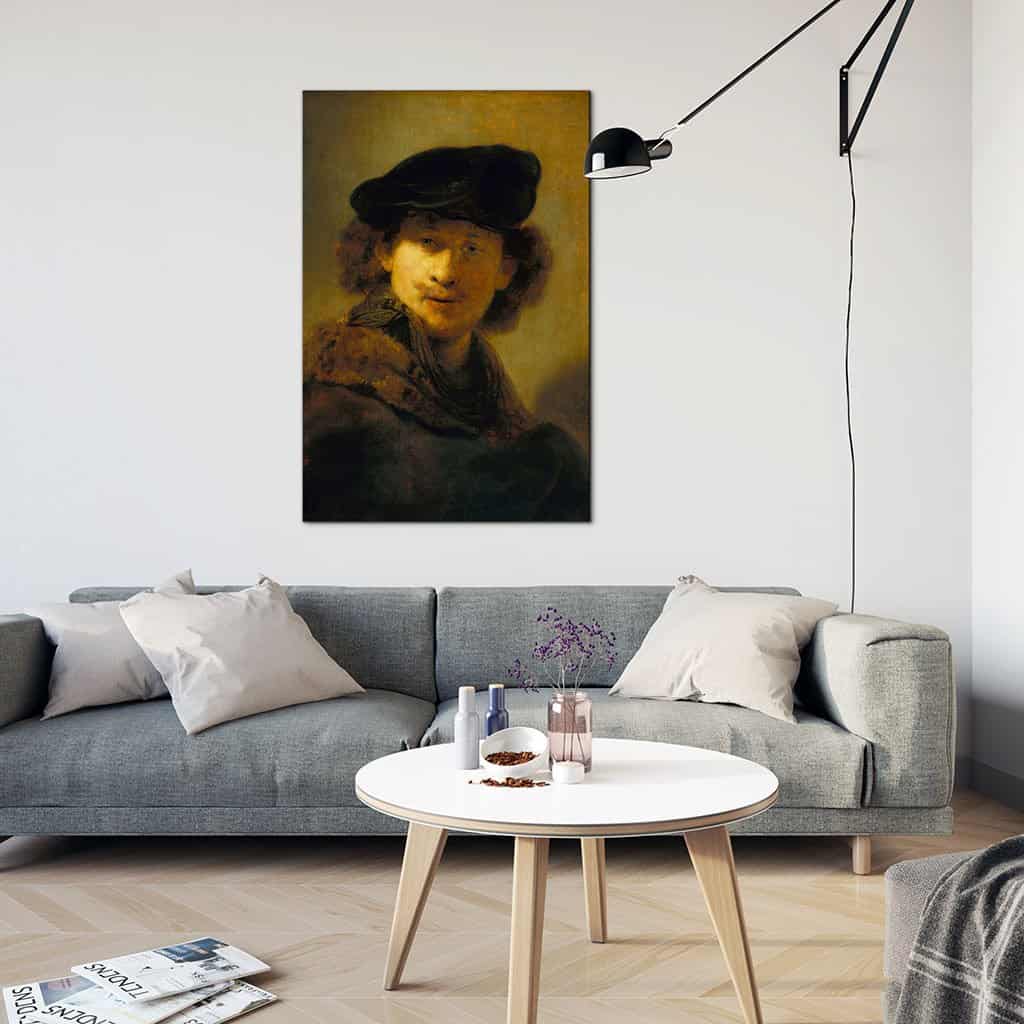 Zelfportret in een pet en bontgetrimde mantel (Rembrandt)