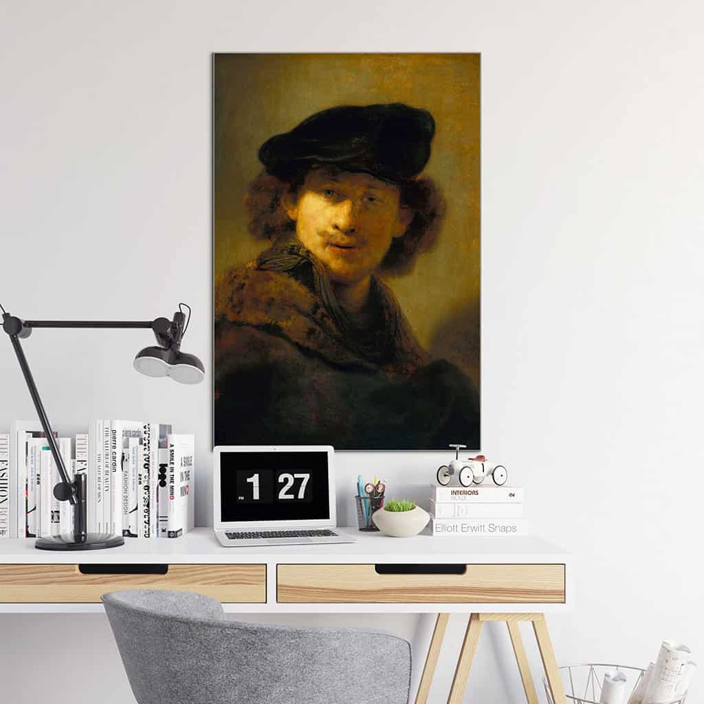 Zelfportret in een pet en bontgetrimde mantel (Rembrandt)