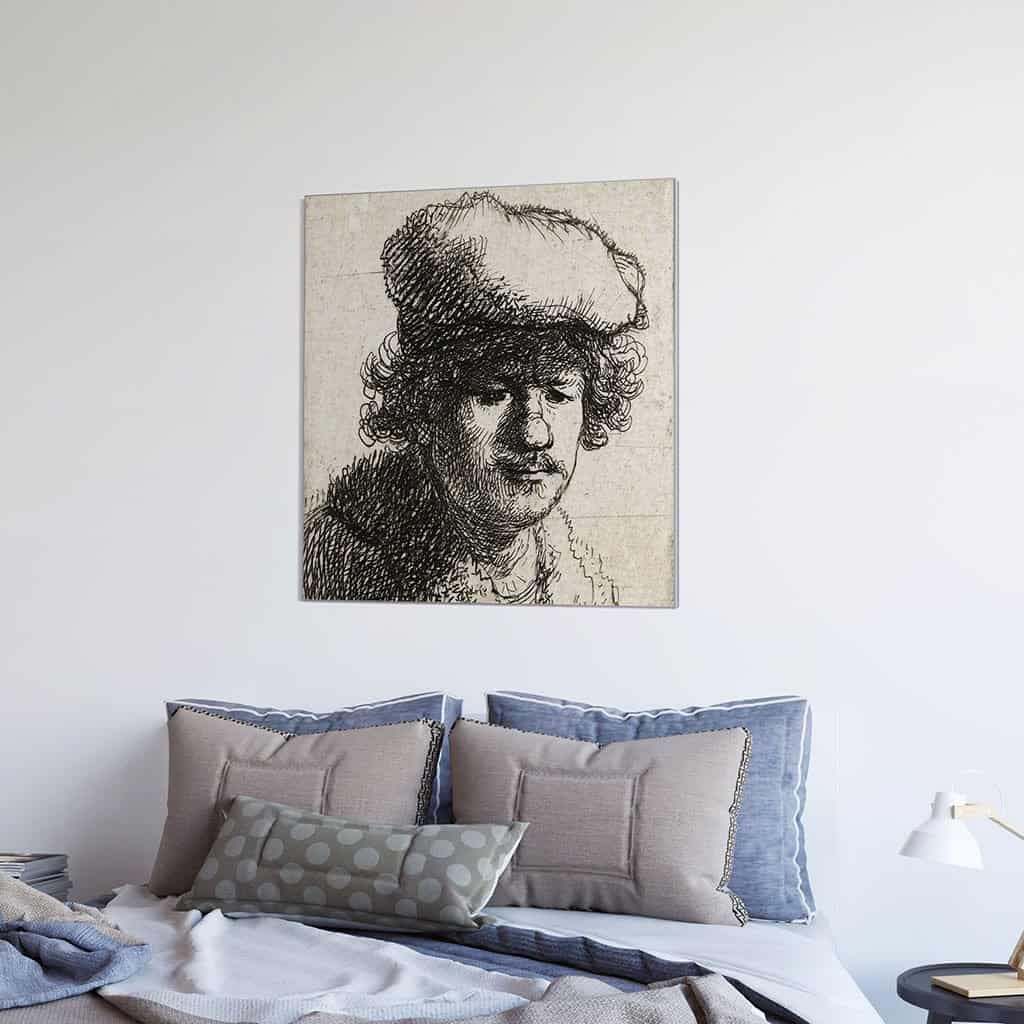 Zelfportret met naar voren getrokken muts (Rembrandt)