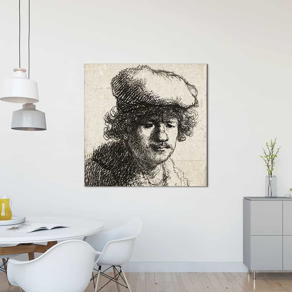 Zelfportret met naar voren getrokken muts (Rembrandt)