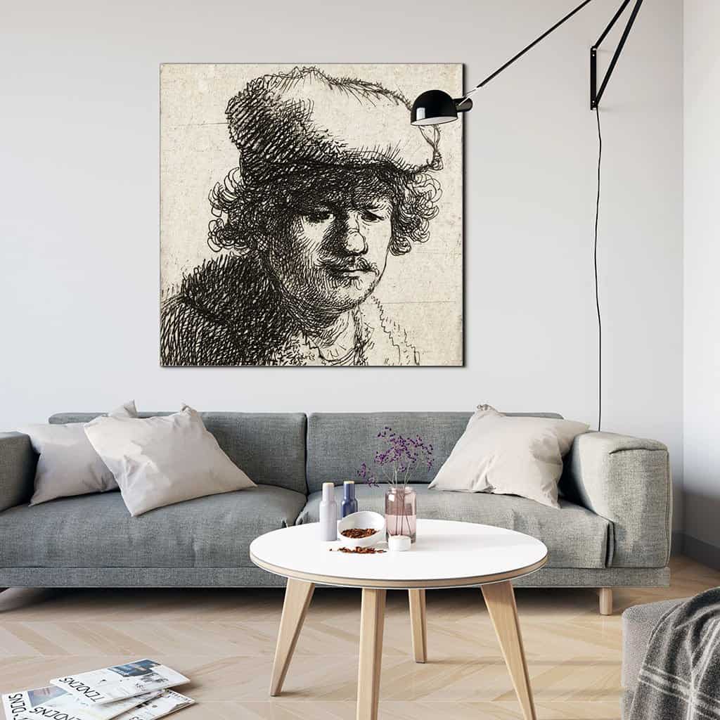Zelfportret met naar voren getrokken muts (Rembrandt)