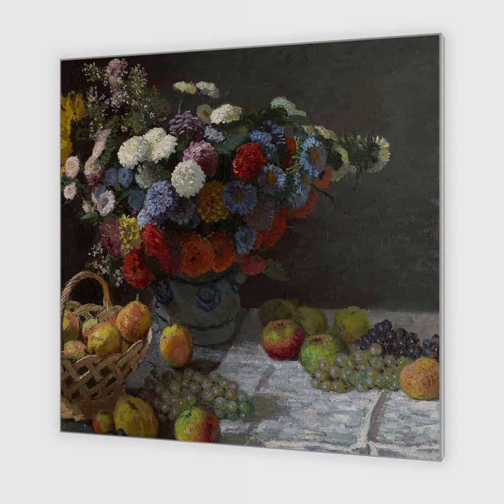 Stilleven met bloemen en fruit - Claude Monet