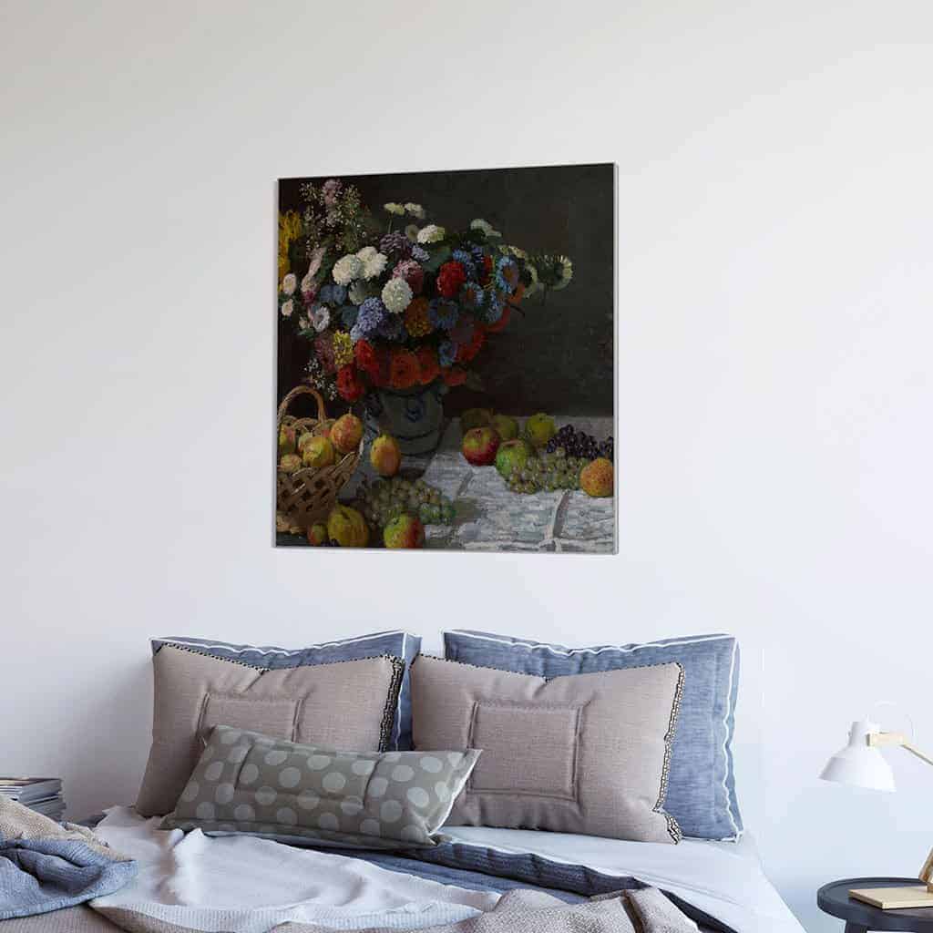 Stilleven met bloemen en fruit - Claude Monet