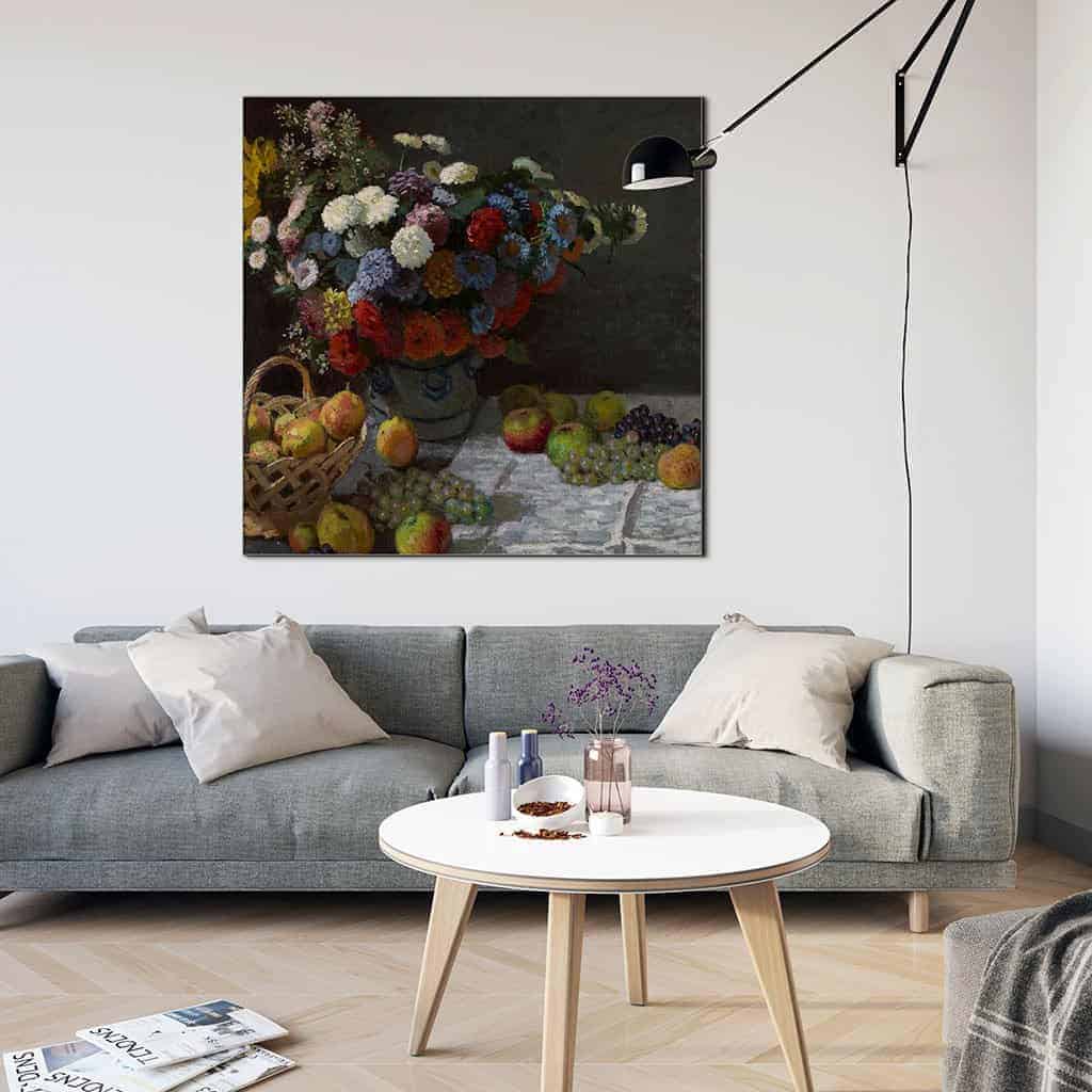 Stilleven met bloemen en fruit - Claude Monet