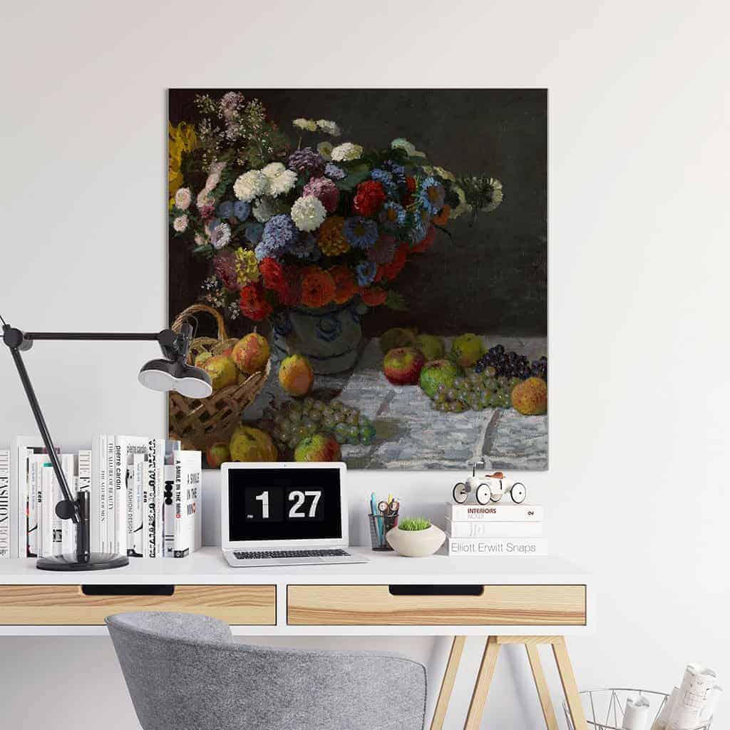Stilleven met bloemen en fruit - Claude Monet