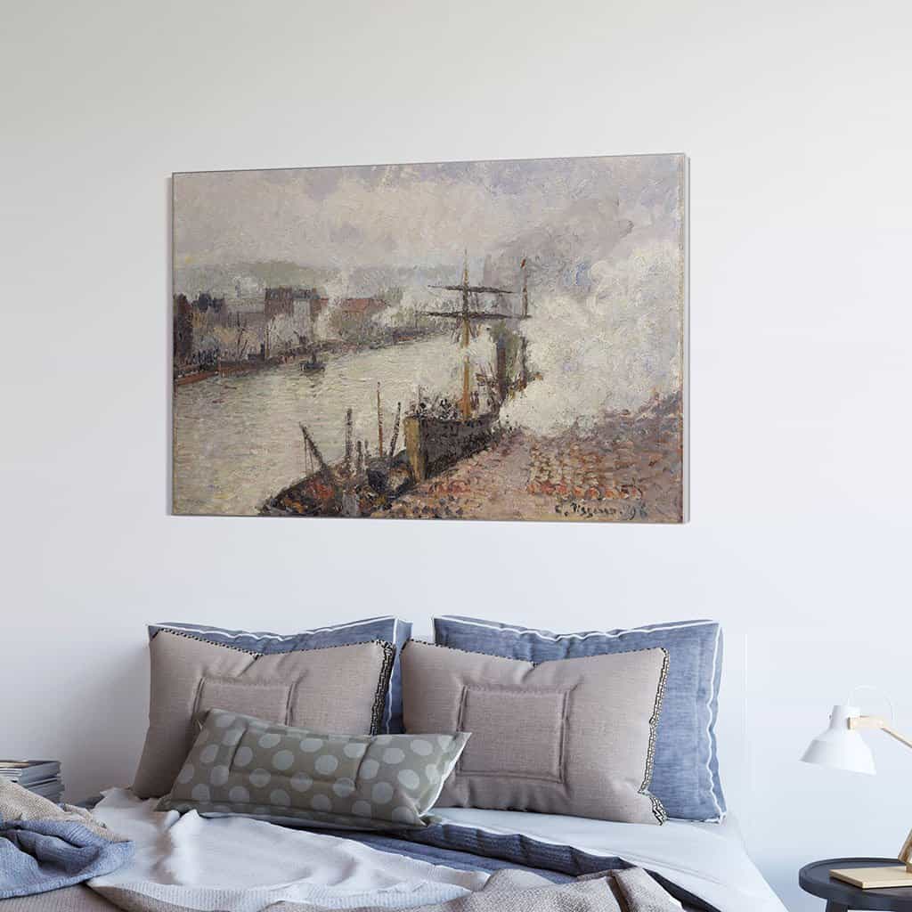 Stoomboten in de haven van Rouen - Camille Pissarro