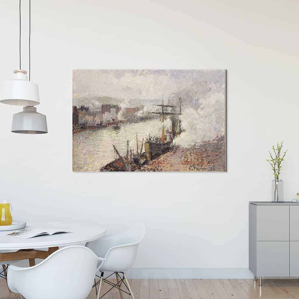 Stoomboten in de haven van Rouen - Camille Pissarro