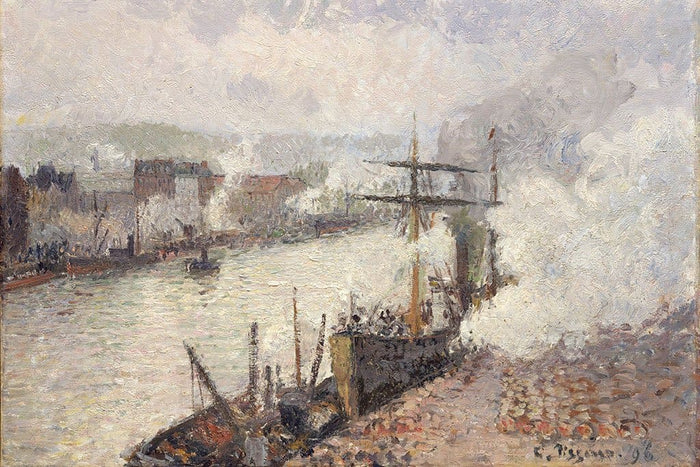 Stoomboten in de haven van Rouen - Camille Pissarro