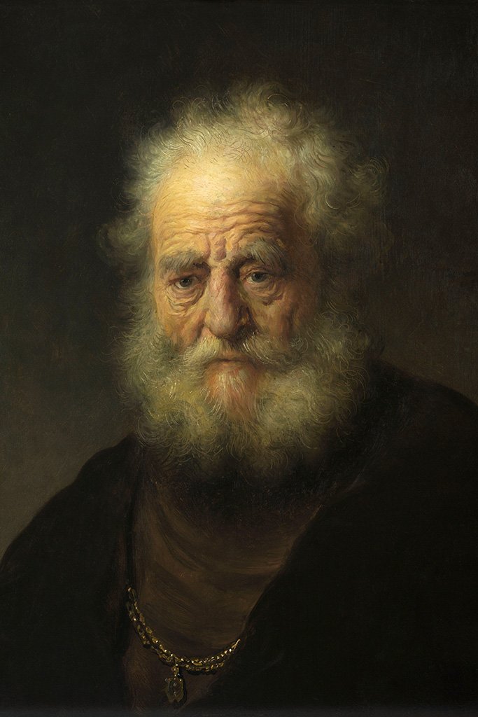 Studie van een oude man met een gouden ketting (Rembrandt)