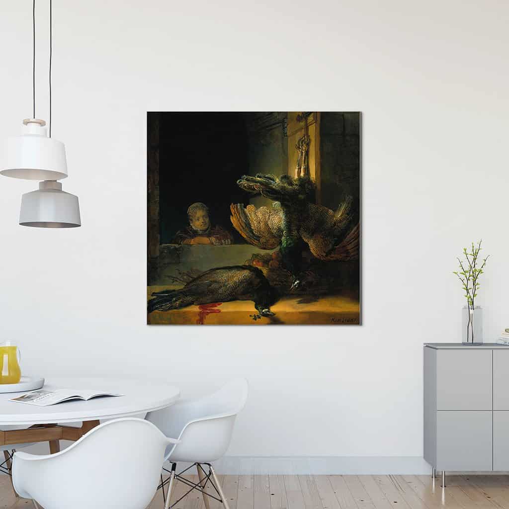 Twee dode pauwen en een meisje (Rembrandt)