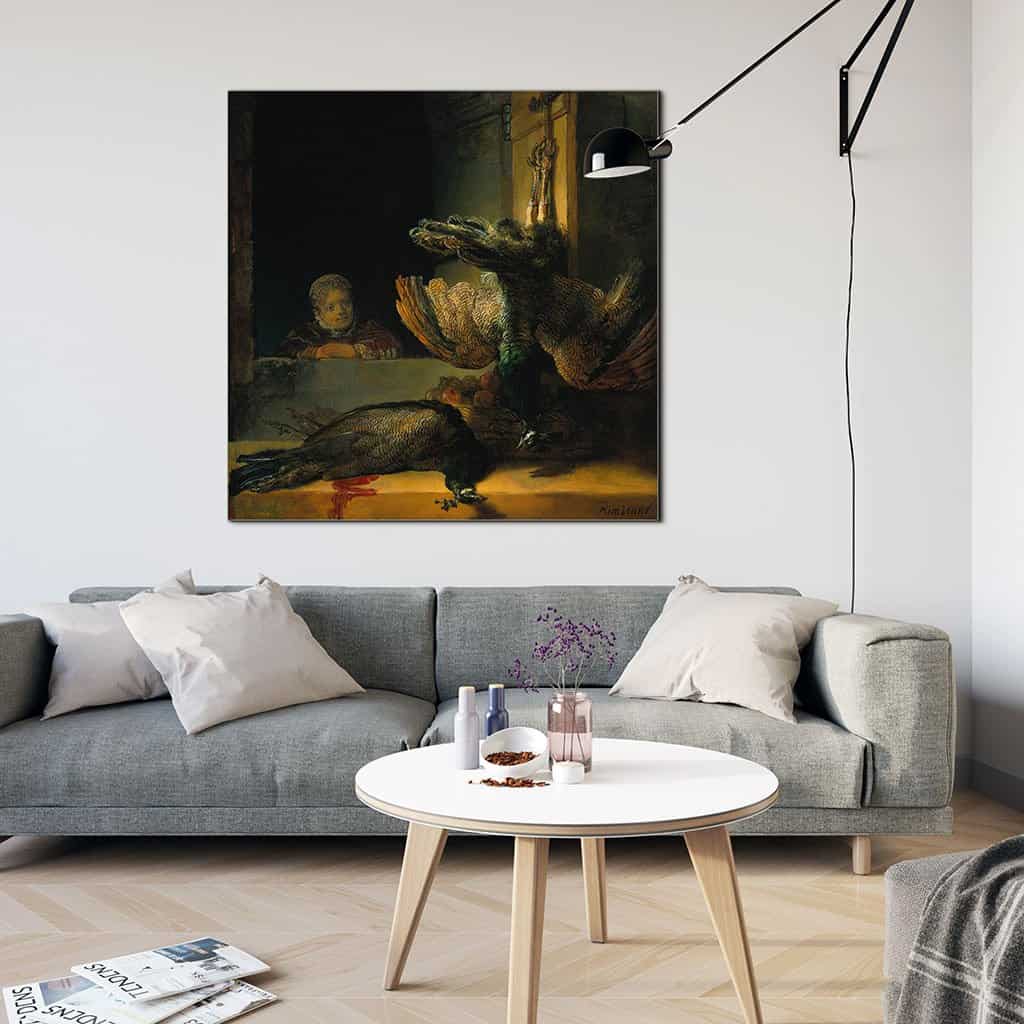 Twee dode pauwen en een meisje (Rembrandt)